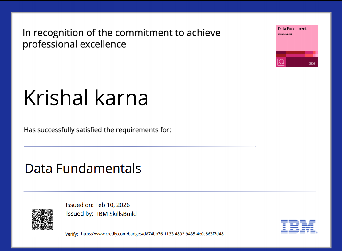 Data fundamentals certificate for analytics